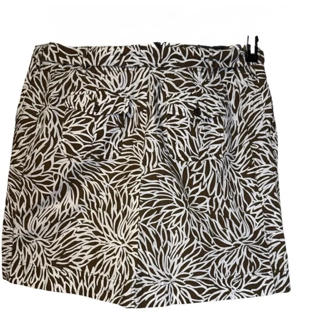 Lands End Women’s Skort Plus Sz. 22W Self Belt Pockets Brown/White